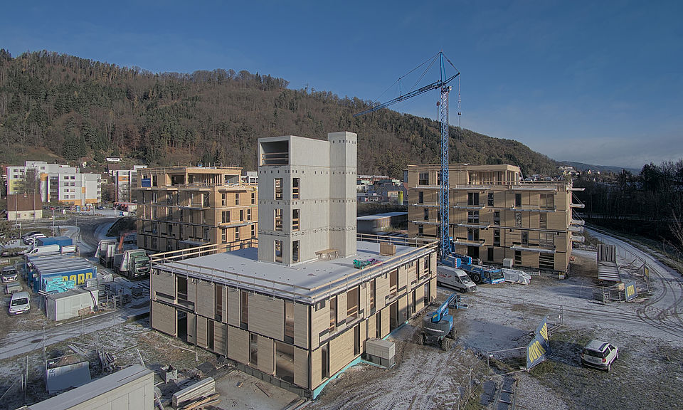 Livebild Baukamera 2 - Webcam 'Gesamtpanorama 3. Bauabschnitt' - Baustelle 'Riverside', Rechte Mürzzeile, 8605 Kapfenberg (ca. 5 Minuteninterval)