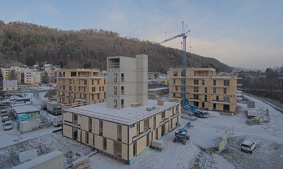 Livebild Baukamera 2 - Webcam 'Gesamtpanorama 3. Bauabschnitt' - Baustelle 'Riverside', Rechte Mürzzeile, 8605 Kapfenberg (ca. 5 Minuteninterval)