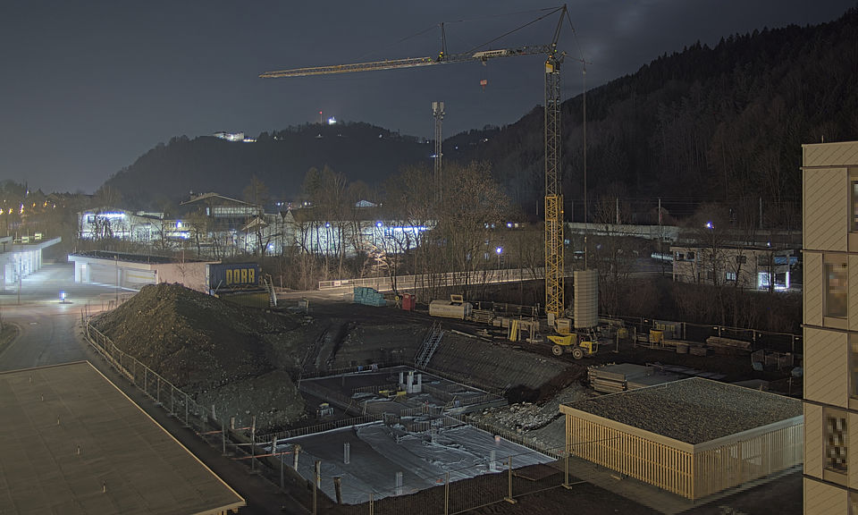 Livebild Baukamera 3 - Webcam 'Gesamtpanorama 4. Bauabschnitt' - Baustelle 'Riverside', Rechte Mürzzeile, 8605 Kapfenberg (ca. 5 Minuteninterval)
