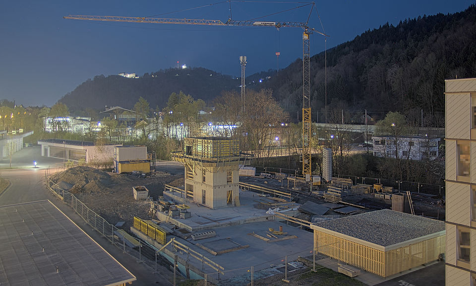 Livebild Baukamera 3 - Webcam 'Gesamtpanorama 4. Bauabschnitt' - Baustelle 'Riverside', Rechte Mürzzeile, 8605 Kapfenberg (ca. 5 Minuteninterval)